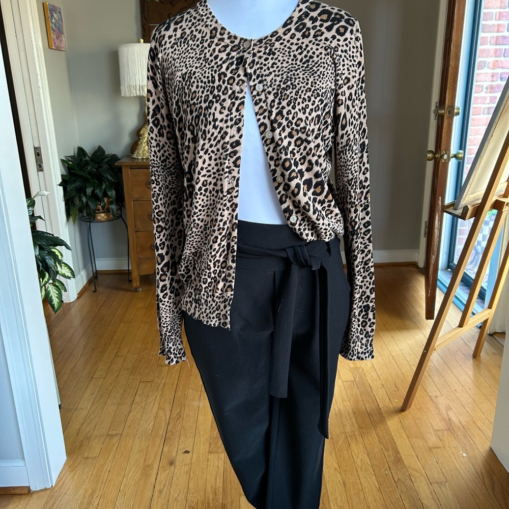 Indero Black Pants and Leopard Sweater